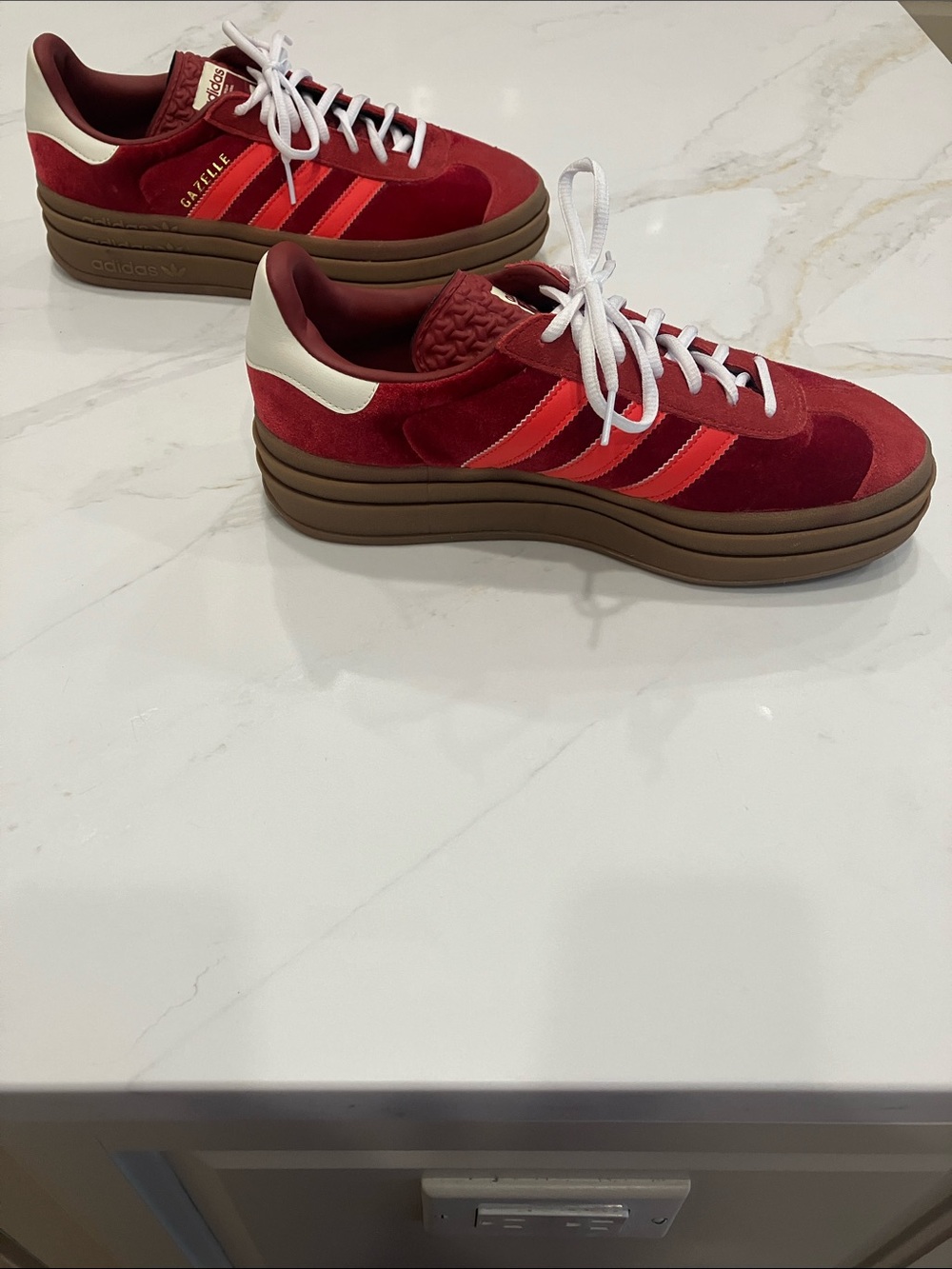 adidas Gazelle Bold Red Velvet/Suede Platform Sneaker Sz 9.5 - EUC - Picture 5 of 10